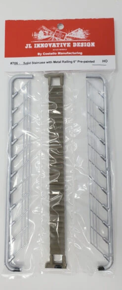 JL Innovative 706 - Solid Staircase With Metal Railing 6" Pre Painted - HO Scale