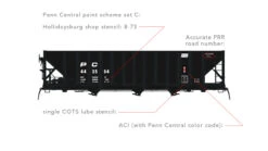 Arrowhead Models 1010-1 - Commitee Design Hopper Paint Scheme Set #C Penn Central (PC) 443584 - HO Scale