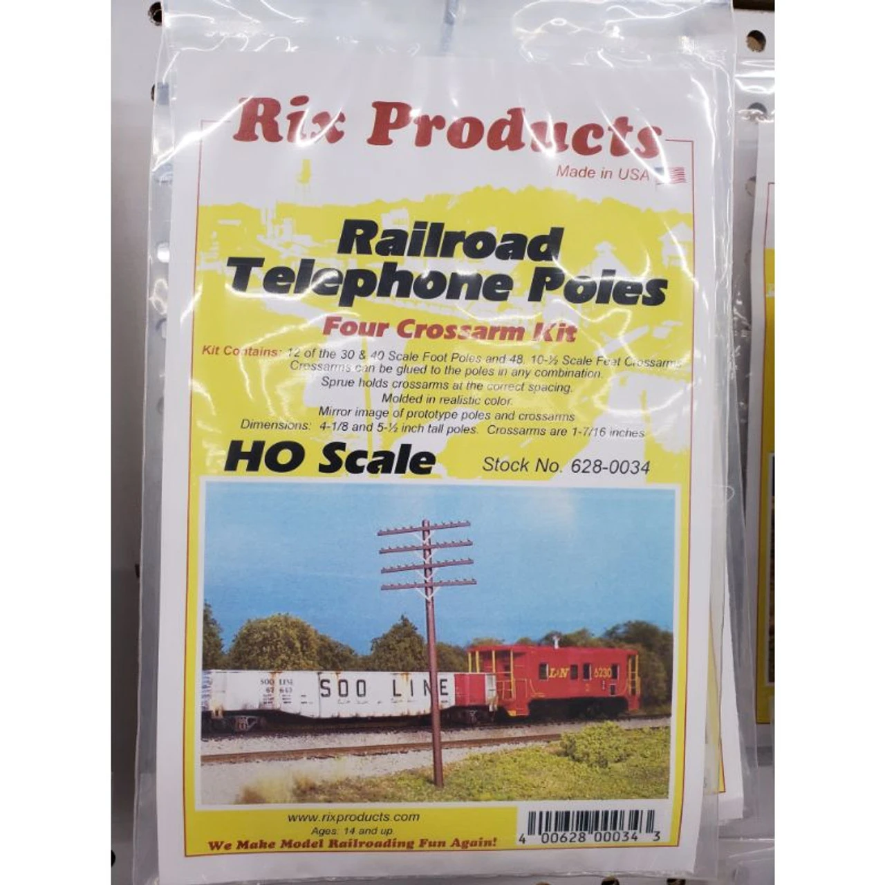 Rix Products 0034 - Railroad Telephone Poles, Four Crossarms Kit (12) - HO Scale Kit 3 Rix Products 0034 - Railroad Telephone Poles, Four Crossarms Kit (12) - HO Scale Kit
