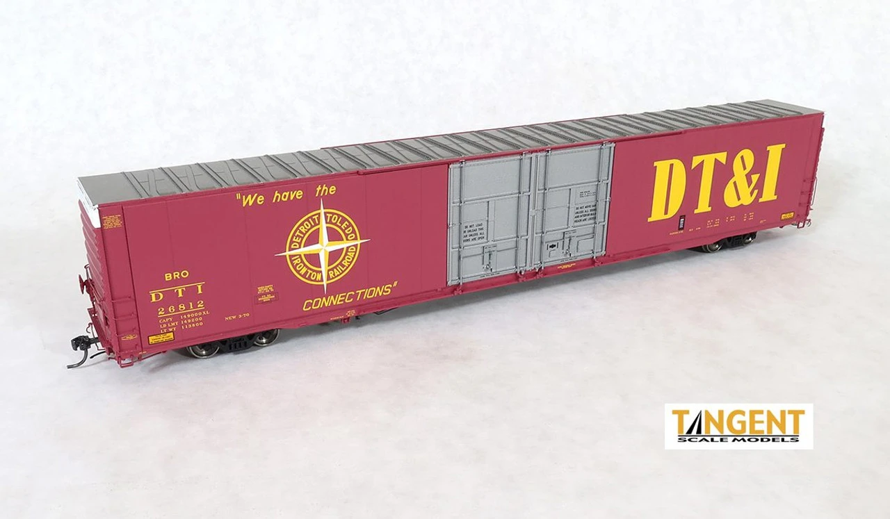 Tangent Scale Models 25046-02 - Greenville 86′ Double Plug Door Box Car Detroit, Toledo And Ironton (DTI) 26817 - HO Scale 3 Tangent Scale Models 25046-02 - Greenville 86′ Double Plug Door Box Car Detroit, Toledo And Ironton (DTI) 26817 - HO Scale