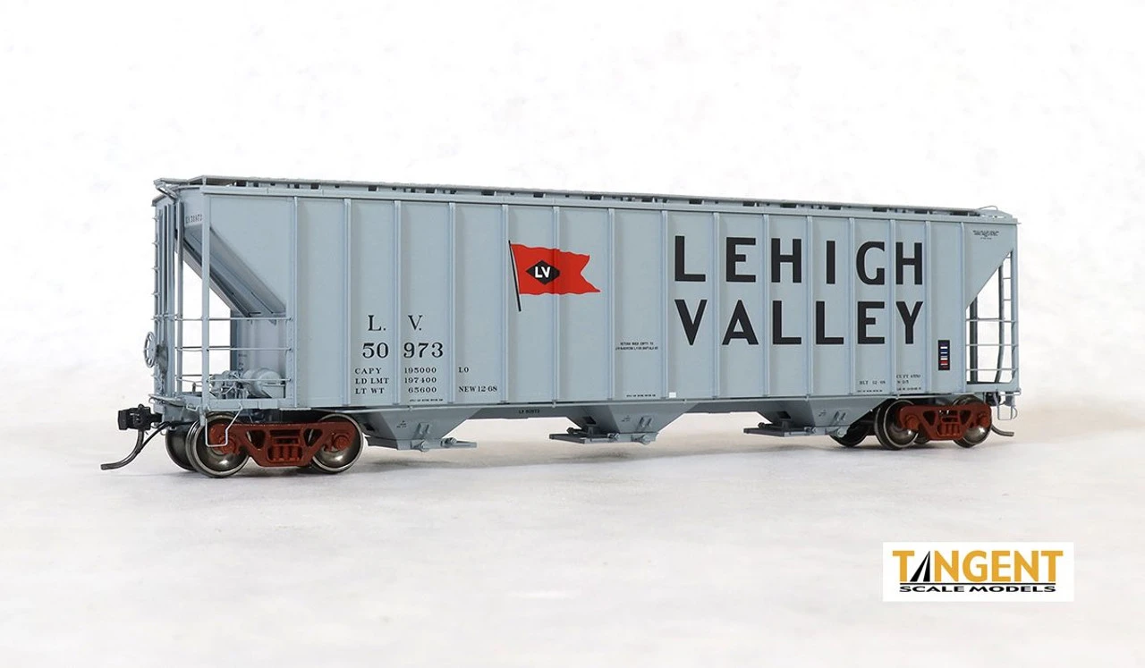 Tangent Scale Models 28061-06 - PC Sam Rea Shops 4600 Covered Hopper Lehigh Valley (LV) 50971 - HO Scale 3 Tangent Scale Models 28061-06 - PC Sam Rea Shops 4600 Covered Hopper Lehigh Valley (LV) 50971 - HO Scale