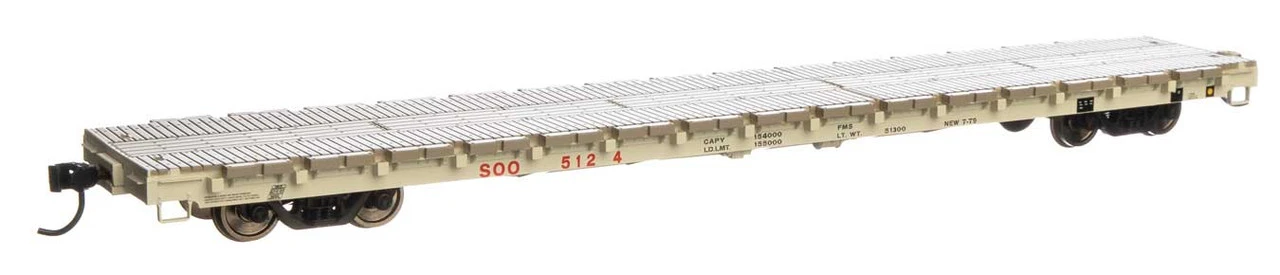 Walthers Mainline 910-5408 - 60' Pullman-Standard Flatcar Soo Line (SOO) 5124 - HO Scale 3 Walthers Mainline 910-5408 - 60' Pullman-Standard Flatcar Soo Line (SOO) 5124 - HO Scale