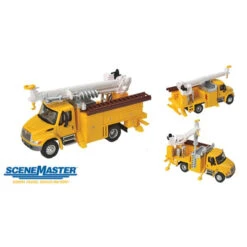 Walthers SceneMaster 949-11732 - International(R) 4300 Utility Truck W/Drill -- Yellow - HO Scale
